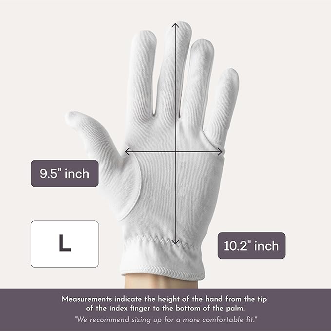 4 Pairs Cottonnerie Basics Cotton Gloves for Dry Hands Sleeping, Moisturizing Gloves Overnight, Hand Moisturizer Gloves, Moisture Gloves for Dry Hands Overnight, Sleeping Gloves, Large