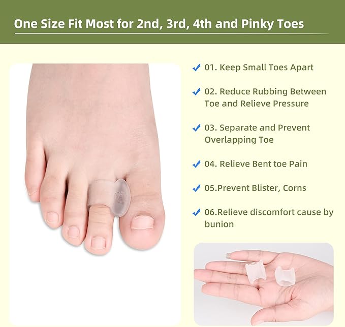 Pinky Toe Separator, Gel Toe Spacers Straightener, Hammer Toe Corrector for Feet Women and Man 10 Pcs/lot, Pinky Toe Bunion Spreaders for Overlapping Toes Women