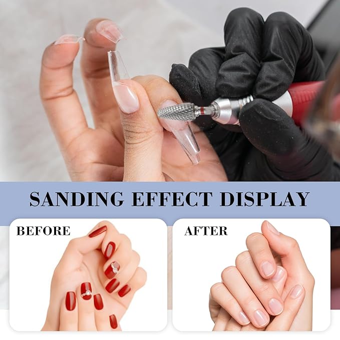 3/32" 5 in 1 Professional Carbide Nail Drill Bits Sets, 2 Pack Tungsten Safety Drill Bits Tech, Cuticle Bit Fast Remove for Manicurist Nail Salon Manicure Pedicure Gel Polishing (Round Head)