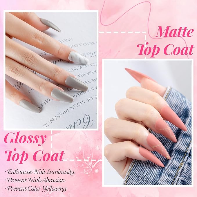phoenixy 40 PCS Gel Nail Polish Kit, 36 Colors Gel Nail Polish Set with Base Top Coat Pink Blue Red at Home Nail Kit Gifts for Women