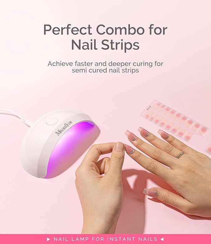 Melodysusie Starter-Friendly Mini LED UV Nail Lamp with 2 Timers, Pocket-Sized for Handheld & Desktop Use, P-art04 UV Light for Gel Nail Especially Instant Nails, Base/top Coat & Half-Cured Gel White