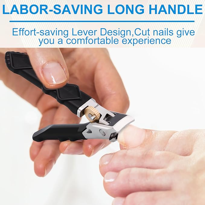Fanyil Orthoclip, Goredny Orthoclip Nail Clippers, 180° Wide Jaw Thick Toenail Clippers,Double Configuration of Oblique and Flat Mouth Nails,Ultra Sharp Slanted Nail Clippers with Long Handle