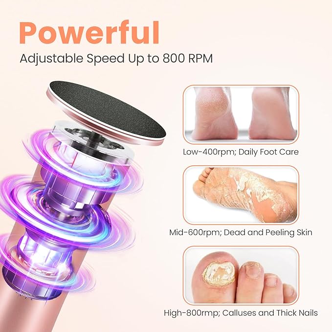 Electric Foot Callus Remover with 36 in 1 Pedicure Kit | Adjustable Speed | Mini Portable | 60 Pcs Sandpaper Discs | Professional Electric Callus Remover for Feet for Dead Skin and Calluses