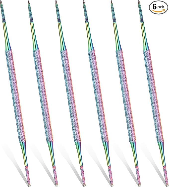 Mudder 6 Pack Ingrown Toenail Files Double Sided Toenail Lifters One Side Flat and One Side Curved Stainless Steel Manicure Treatment Removal Pedicure Tools for Feet Under Nail Cleaner (Rainbow)