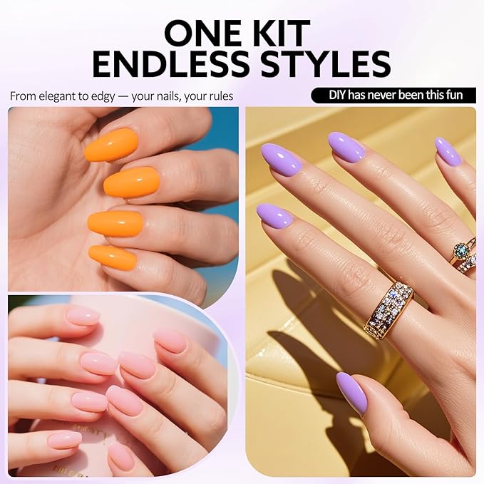 VENALISA Gel Nail Polish Set, 5 Colors 10ML Gel Polish Kit Purple Coral Pink Orange Color Soak Off Salon Manicure DIY at Home Nail Art For Girls Women