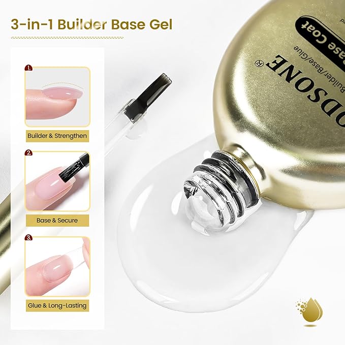JODSONE Top Coat & Base Coat Gel Polish,2Pcs 16.5ml No Wipe Base Coat and Top Coat Set for Long Lasting Need U V Lamp Cured at Home DIY Nail Salon Girl Gift