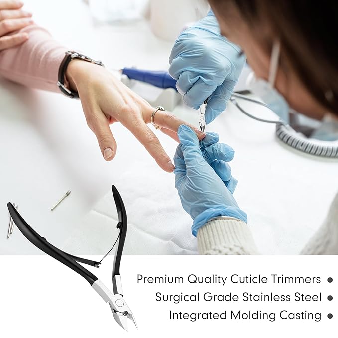 Chumia 20 Pcs Cuticle Trimmer Stainless Steel Cuticle Nippers, Nail Edge Cutter Clippers Dead Skin Trimmer Pointed Pedicure Manicure Nipper Remover Care Tools Bulk for Fingernails Toenails (Black)