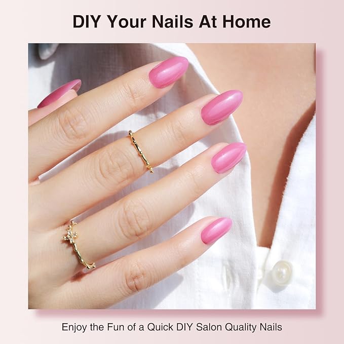 Semi Cured Gel Nail Strips, 20 PCS Gel Nail Stickers Work with UV Light, Gel Nail Wraps, Salon Quality & Easy to Use - Pink Lemonade
