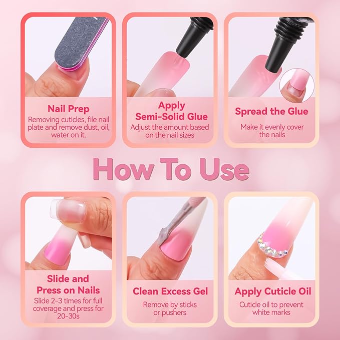 Makartt New Super Strong Nail Glue for Press On Nails: No Uv/Led Lamp Needed, Quick Drying 20s, Long-Lasting Semi Solid Gel Fake Tips Adhesion,Updated Hema-Free Nail Glue DIY Home Salon Manicure 10ml