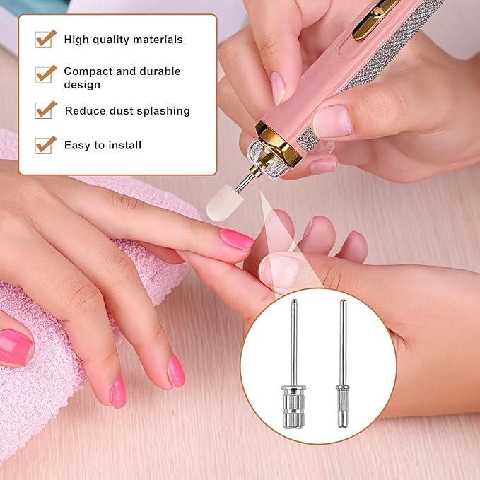 12 Pack Mandrel Nail Drill Bits, 3/32 Inch Shank Electric File Mandrel Bit Heads for Acrylic Nails, Manicure and Pedicure Drill Tools for Home Salon and Spa Nail Machines (3.1mm & 6mm)