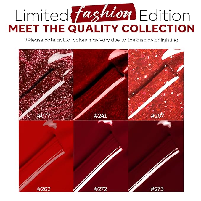 modelones Nail Polish Set, 6 Colors 2025 Classic Apple Red Cat Eye Glitter Mini Quick Dry Nail Lacquer Kit, Ruby Cherry Red Magnetic Sparkle DIY Nail Art Manicure Gift for Women Girls