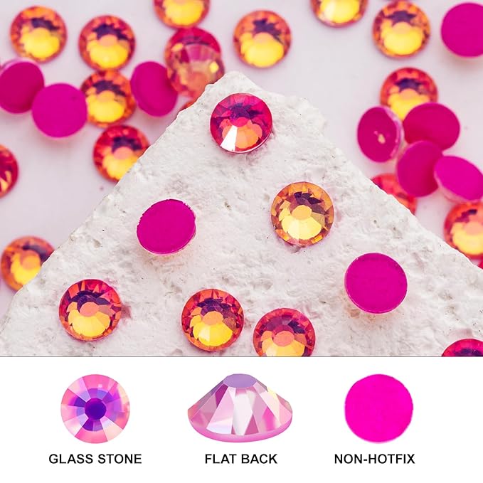 Novani 3000 Pieces Flatback Rhinestones Glass Round Gems F-Rose Crystals for Nail Art DIY Crafts Clothes Shoes,SS20,4.6-4.8mm