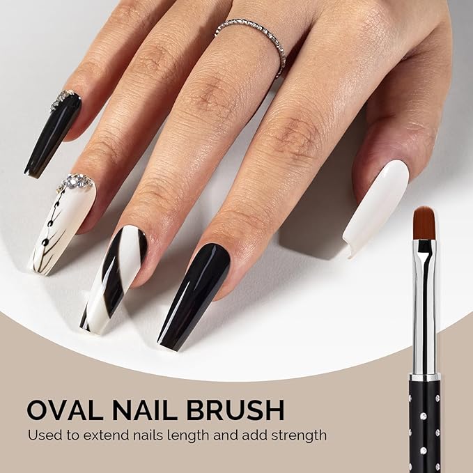 MelodySusie 6pcs Nail Art Brushes Set, Professional Pen Nail Gel Brush, Nail Extension and Builder Brush, Liner Brush 3 Sizes, Fashion Design for Home DIY Salon Use, Black