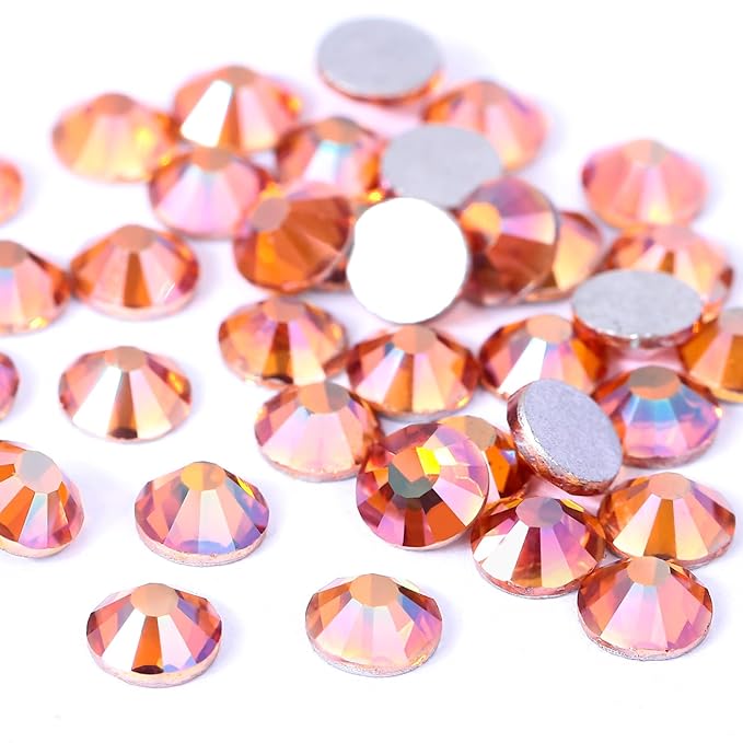 Novani Rhinestones 3000Pcs Flatback Crystal Round Loose Gemstones Glass Rhinestones for Crafts Makeup Nail Art Clothes Shoes DIY Decorations(SS10, 2.7-2.9mm,Amber)