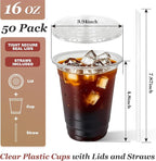 Charmount 50 Sets 16 oz Plastic Disposable Clear Cups - Image 2