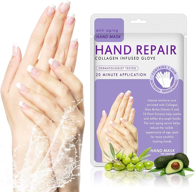 Generic Hand Mask Moisturizing Glove 5 pack, Hand Peel Mask Exfoliating Gloves, Hand Repair Glove for Dry Hands Treatment, Remove Dead Skin, Rough Skin, purple