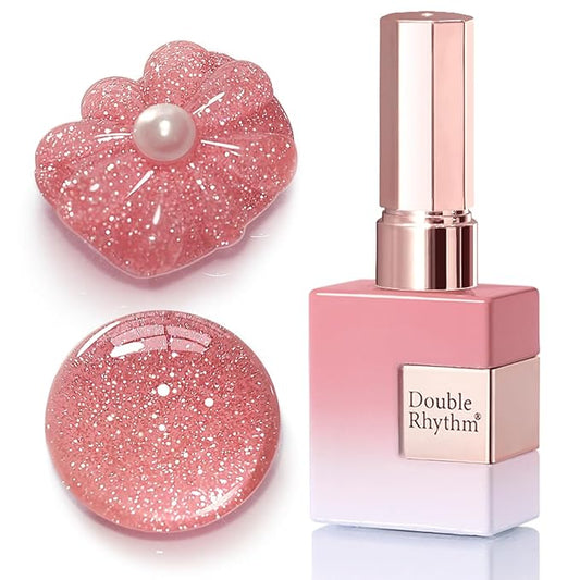 Double Rhythm 0.5Oz Glitter Gel Polish Shimmer Reflective Color for Nail Art Salon DIY Soak Off 15ml Nail Lamp Gel Polish at Home (Rose Pink-B1175)
