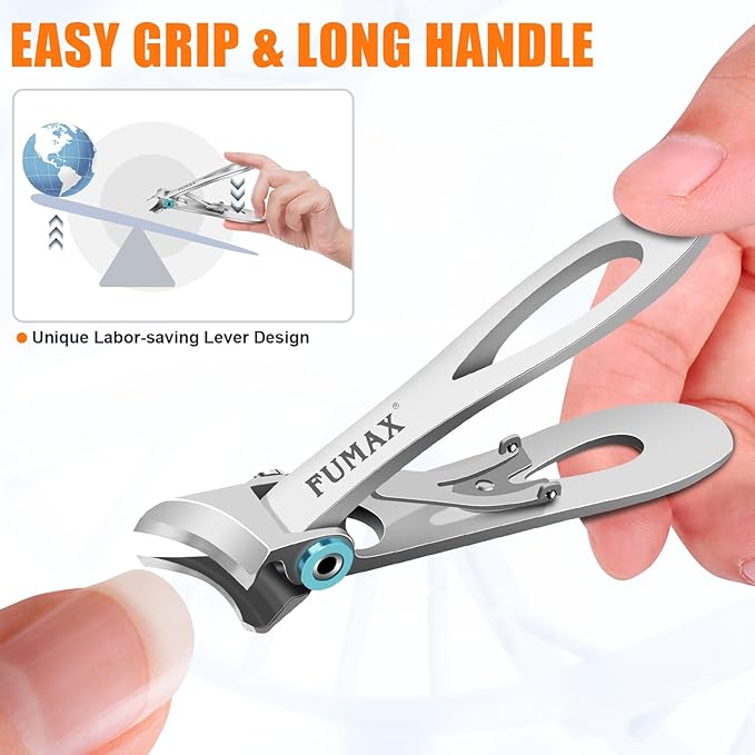 Toenail Clippers for Thick Toenails for Seniors, Heavy Duty Slanted Nail Clippers with Wide Opening, Ingrown Mens Toe Nail Clippers Mess Free Fingernail Clipper with Catcher Gifts for Men Women