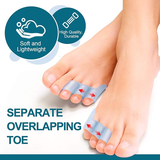 Povihome 10 Pack Pinky Toe Separator and Protectors for Overlapping Toe, Curled Pinky Toes - Spacers for Morton's Neuroma Pain Relief