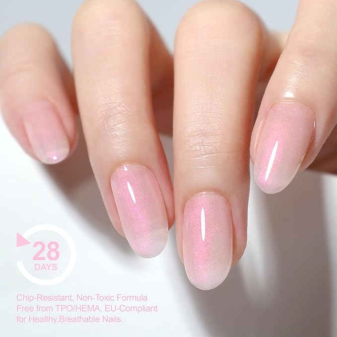 Builder Rubber Base Gel, Soak Off Glitter Building Gel Hema Free for Beginners & DIY, Shine Finish Long Lasting Skin Tones Fall Nail Polish LED UV Curing
