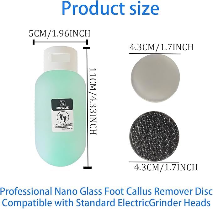 Professional Callus Remover for Feet – Extra Strength Foot Callus Remover Gel with 2 Glass Sandpaper Discs for Electric Foot Callus Remover,Foot Care kit - 50 ml/1.76 fl.oz