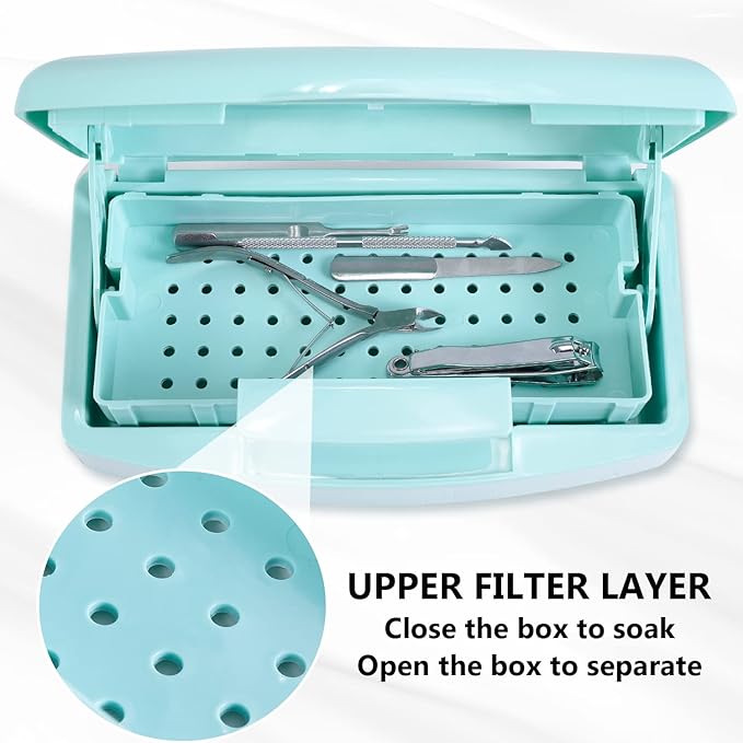 Plastic Sterilizing Tray,Sterilization Box,Nail Art Tool Sterilizer Tray, Sterilizer Tray Box Nail Art Salon Sterilizing Too（Blue）