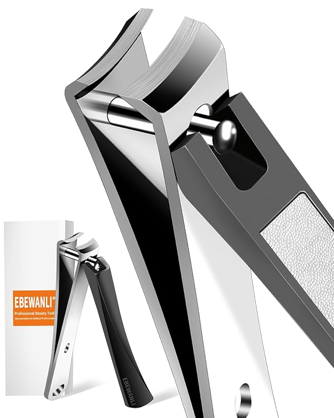 Large Nail Clippers, 15mm Ultra Wide Toenail Clippers, Stainless Steel Fingernail Clipper Built in Nail File, Curved Blade Toe Nail Cutter Trimmer for Men or Women