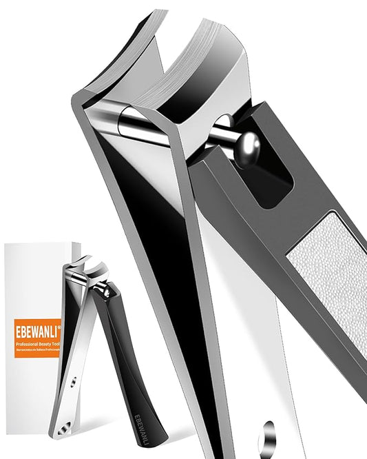 Large Nail Clippers, 15mm Ultra Wide Toenail Clippers, Stainless Steel Fingernail Clipper Built in Nail File, Curved Blade Toe Nail Cutter Trimmer for Men or Women