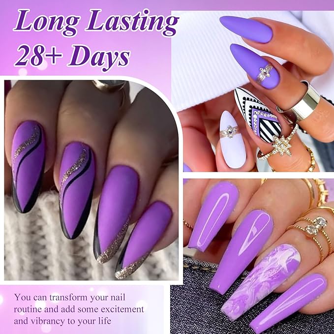 MEET ACROSS 18pcs Gel Nail Polish Set Soak Off UV LED Lamp Gel Nail Polish Kit (SET-8, 18pcs)