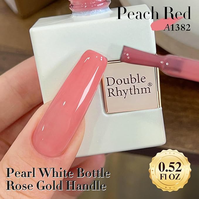 Double Rhythm Gel Polish 15ML Jelly Sheer Pastel Light Milky Color Pearl White Bottle 1 PC 0.5 OZ Full Size Nail Art Salon at Home (Milky Pink-D1382)