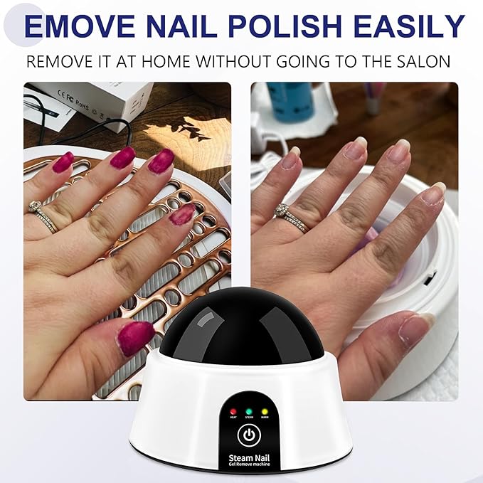 Electric Nail Soaking Bowl, 50% Faster Nail Soak off Bowl Manicure Nail Soaker with Gold Cuticle Pusher for Acrylic Nail Polish Remover