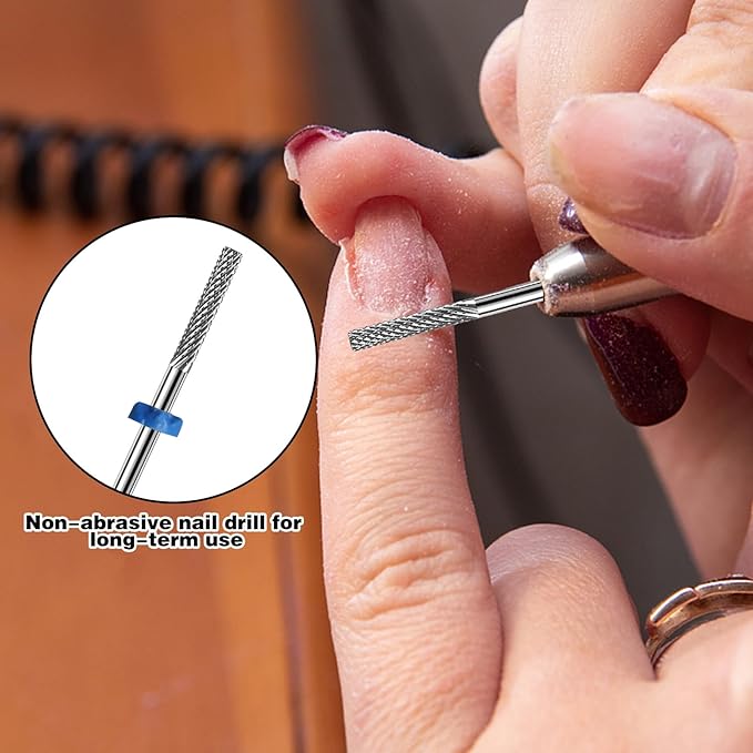 2Pcs 3/32" Carbide Nail Tungsten Drill Bits Cuticle Bit, Nail Tech Supplies Rotate Bits for Nail Drill for Dead Skin, Electric Cuticle Drill Bits for Nails Drill Bits Nail Tech Cleaning Nails(Sliver)