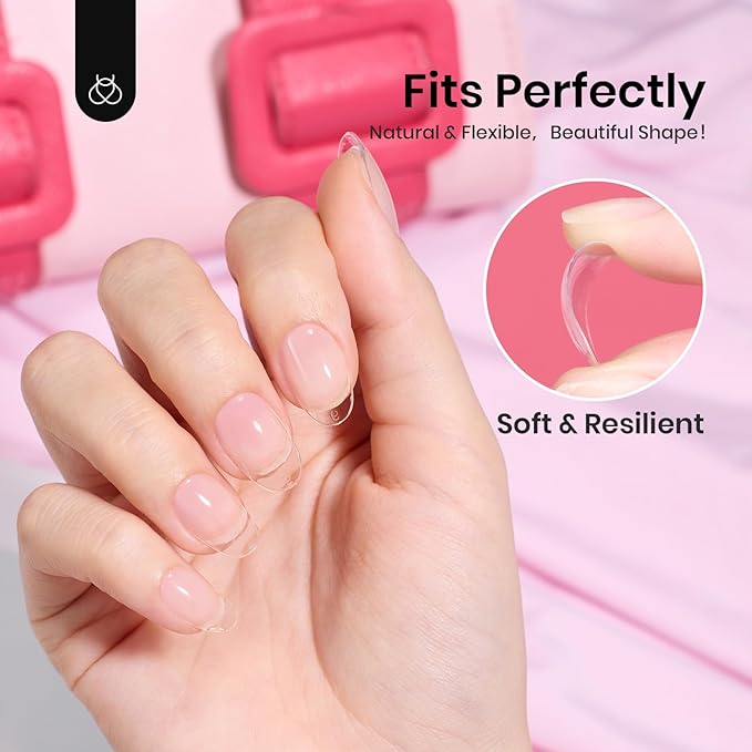 Beetles Gel Nail Tips 288Pcs Pre-Shaped Short Oval Fake Nails Gelly Tips Clear Press on Nail Tips Full Cover False Nails Gifts for Girls Women Gelly Tips Home DIY Nail Salon