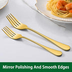 Gold Dinner Forks Set, 8-Piece 8 Inch PVD Gold Stainless Steel Cutlery Forks - Image 3