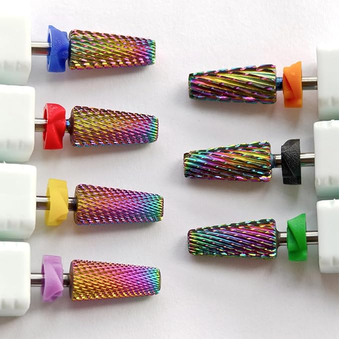 Professional 5 in 1 Tapered Nail Drill Bits, 3/32'' Safety Tungsten Carbide Bits, Remove Hard Gel Fast, Left & Right Hand Use, Easy for Beginner, Technicians Bits, Fine