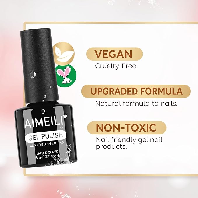 AIMEILI Gel Nail Polish, Hema Free, Cruelty Free, Vegan, Soak Off U V LED Nail Art for Women Girls Manicure Salon DIY Home - 1001 8ml