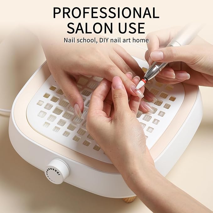 Nail Dust Collector with Reusable Filter, Powerful Brushless Vacuum Nail Dust Collector Extractor Electric Dust Suction Machine for Acrylic Gel Nail, Perfect for Home&Salon Use, Low Noise
