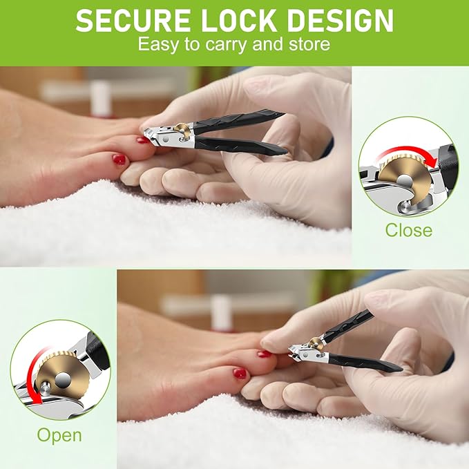 2pcs Toenail Clippers for Thick Toenails, Wide Jaw Opening Nail Clippers for Men, Heavy Duty Ingrown Toenail Clippers Nail Cutters, Ultra Sharp Slanted Nail Clippers with Long Handle