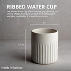 Goodies White Ribbed Water Cups, Handmade Ceramic, Dishwasher Safe, Microwave - Image 2