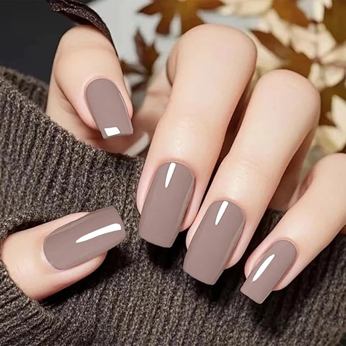 COSMOO Light Coffee Nail Polish, Elegant Quick Dry Nail Lacquer for Nail Art Varnish,0.41 fl oz Fast Drying Polish, Brown