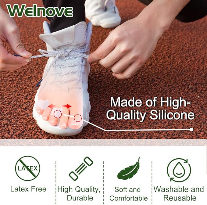 Welnove Gel Toe Separator, Pinky Toe Spacers, Little Toe Cushions, Small Toe Sleeves for Preventing Rubbing & Reducing Pressure (Pack of 12, Transparent)