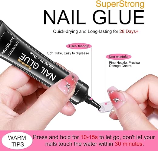 Super Strong 18g Semi Solid Nail Glue,3PCS Upgrade Nail Glue for Press On Nail,No UV Lamp Need Quick Drying & Long-Lasting Semi Solid Gel Fake Tips Adhesion for Beginners DIY Fake Acrylic Nail