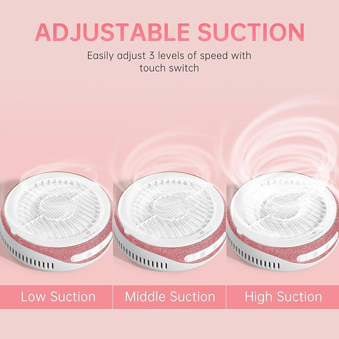 Nail Dust Collector, Cordless Dust Collector Nail Tech, Powerful Vacuum Fan Vent Dust Collector Extractor Dust Suction Machine for Acrylic Nails Polishing, Nail Salon&Home, Pink