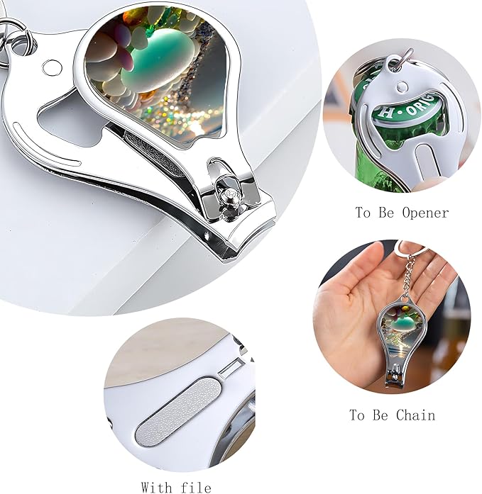 Toenail Clippers for Men 2 Pack Nail Clipper Set with Key Chain Cute Nail Cutter with Jar Opener for Dorm Room Essentials,Kitchen Gadgets,Golf Accessories,Travel Essentials(Pebble)