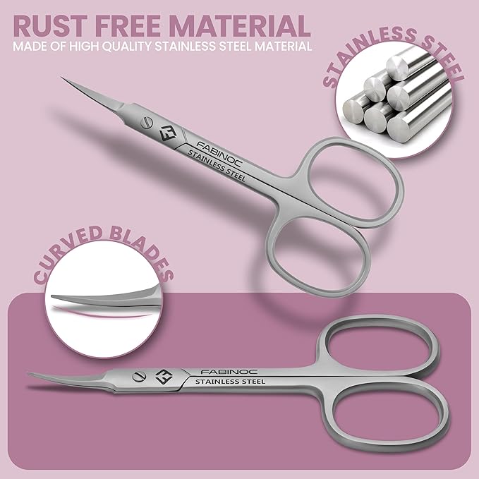 Cuticle Scissors Extra Fine Curved – German Quality Stainless Steel – Manicure Scissors for women – Beauty Scissors for Eyelash, Eyebrows and Dry Skin