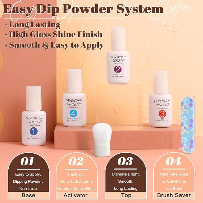 LAVENDER VIOLETS 22Pcs Dip Powder Nail Kit Starter - 16 Colors Halloween Glitter Powder Dipping Liquid Set with Base & Top Coat Activator for Dips Manicure M9601