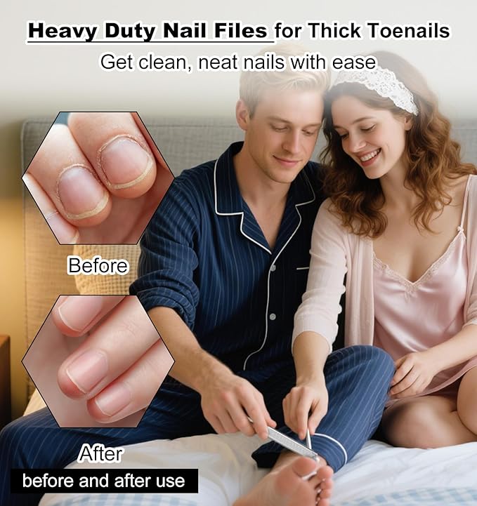 Metal Toenail File, 3Pcs Heavy Duty Toenail File for Thick Toenails Fingernails Stainless Steel for Men & Women, 7 Inch Durable Professional Nail Care Tool