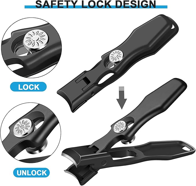 Heavy Duty Nail Clippers for Men with Catcher, Toe Nail Clippers for Thick Nails, Wide Opening, Self Collecting, Ultra-Sharp and Durable EDC Fingernail Toenail Clippers for Men and Women