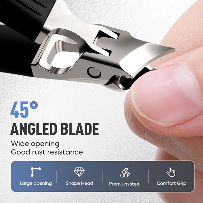 Wide Jaw Opening Anti-Splash Slanted Nail Clipper, Fingernail and Toenail Clippers Clippers for Ingrown Nails, Curved Toenail Clippers for Thick Nails, Household Slanted Nail Clippers (Orange)