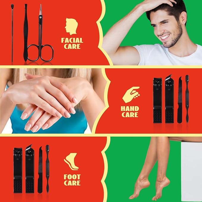 Honoson 3 Sets Manicure Kit 7 in 1 Christmas Stocking Stuffers for Men Nail Clippers Set Nail Kit Manicure Set Pedicure Kit Grooming Kit Nail Care Kit Christmas Gifts for Men Women Fingernail Toenail
